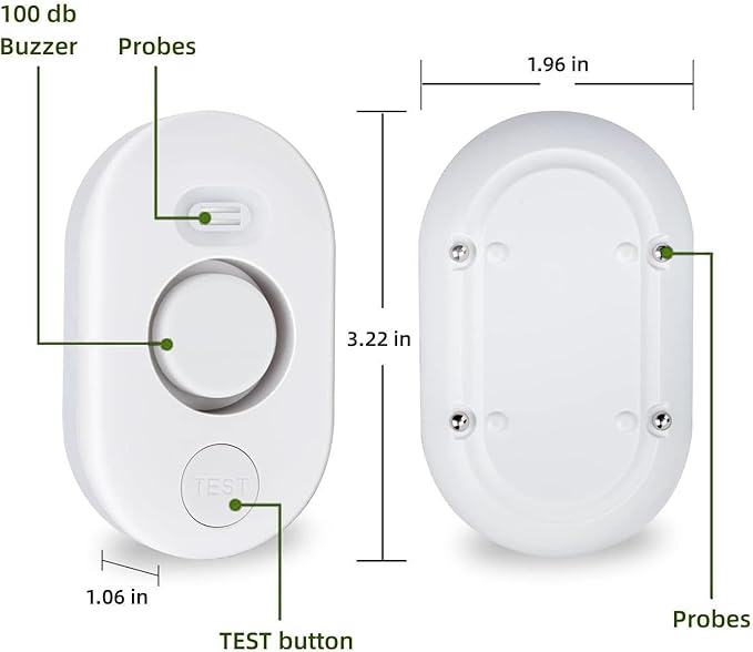 Water Leak Detector Sensor Alarm: Home Water Flooding Monitor Smart Sink Overflow Monitoring Adjustable Wet Moisture Alert Pipe Leakage Drip Detection Warning for Basement Floor