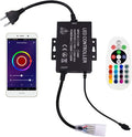 LED Controller, 1500W High-Voltage WiFi Color Changing RGB Controller with IR Remote and Music Time APP Control System for 328Ft/100m AC110-130V LED Tape Rope Strip Lights