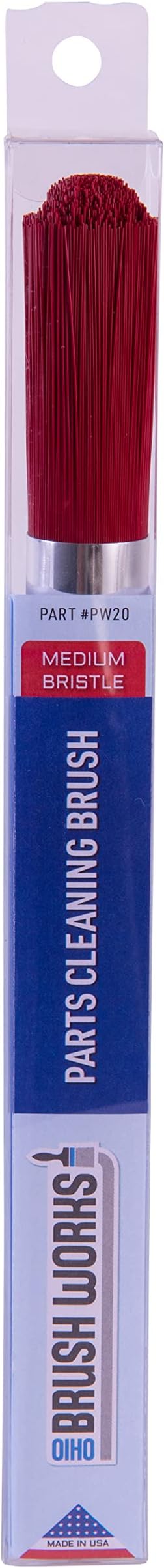 Ohio Brush Works, Parts Cleaning Brush, Handmade in The USA, Home and Auto Use, Solid Ergonomic Wood Handle (Medium Bristle)