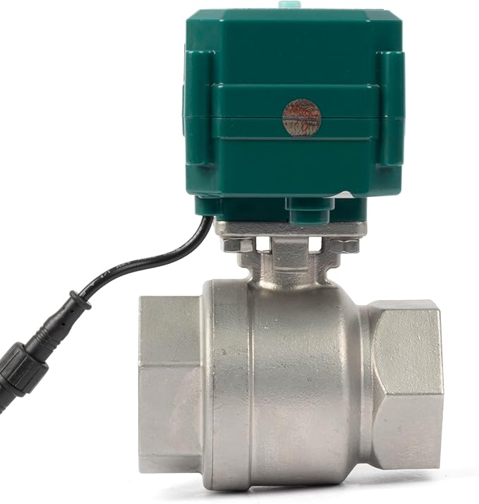 U.S. Solid 1-1/2" Smart Motorized Ball Valve - Remote App Mobile Control NSF Certified 304SS Electrical Ball Valve with Manual Switch, 5V DC USB Connection