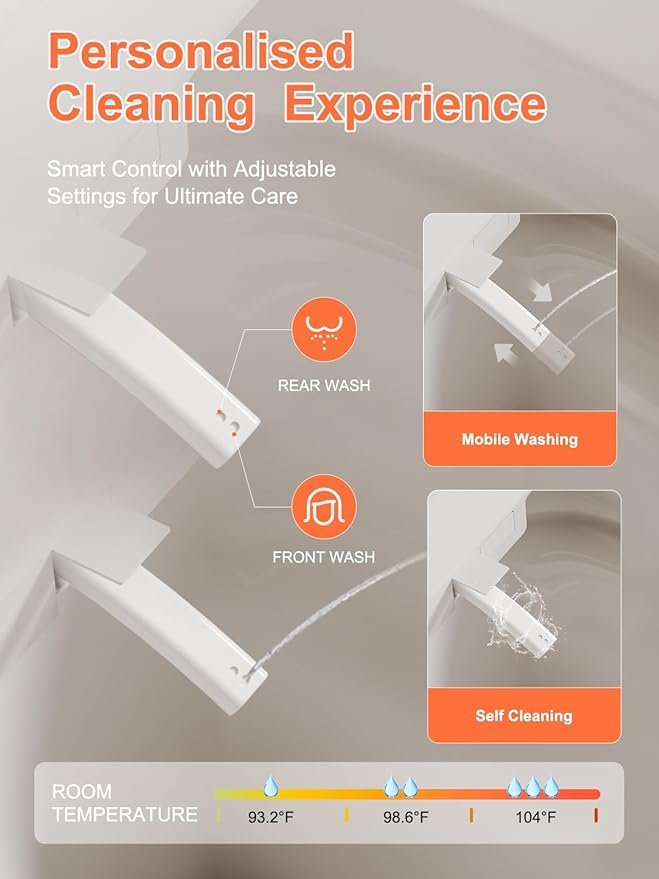 Smart Toilet with Bidet Bulit in - Auto Open/Close Lid, ADA Height Heated Seat, Dryer, Night Light, Dual Auto Flush, Foot Sensor Operation, Modern Elongated One-Piece Toilet for Bathrooms