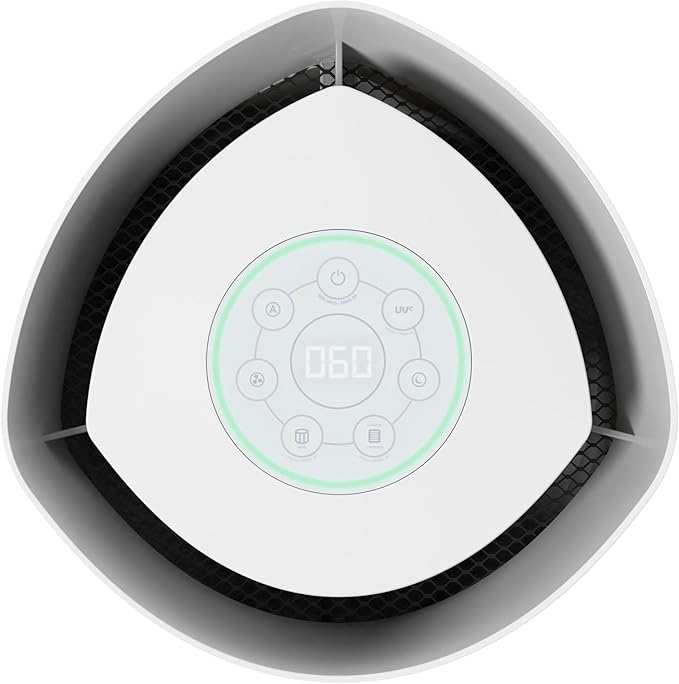 GermGuardian AirSafe+ XL Smart Air Purifier for Home 360° True HEPA Filter, UV-C, WiFi/App Enabled, Air Quality Monitor, Large Rooms Up to 1680 Sq Ft, For Smoke, Dust, Pet Dander, Black/White, AC3250