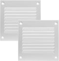 Vent Systems 4'' x 4'' Inch Pack of 2 White Air Vent Cover Metal Air Return Grill with Built in Pest Guard Screen HVAC Vent Cover for Home Improvement Vent Duct Cover 100x100 mm