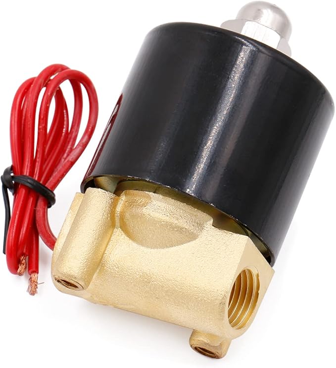 BAOMAIN 1/4" DC 24V Brass Electric Solenoid Valve, Normally Closed (N/C) 2W-025-08 for Water, Air, Gas & Low Viscosity Oil