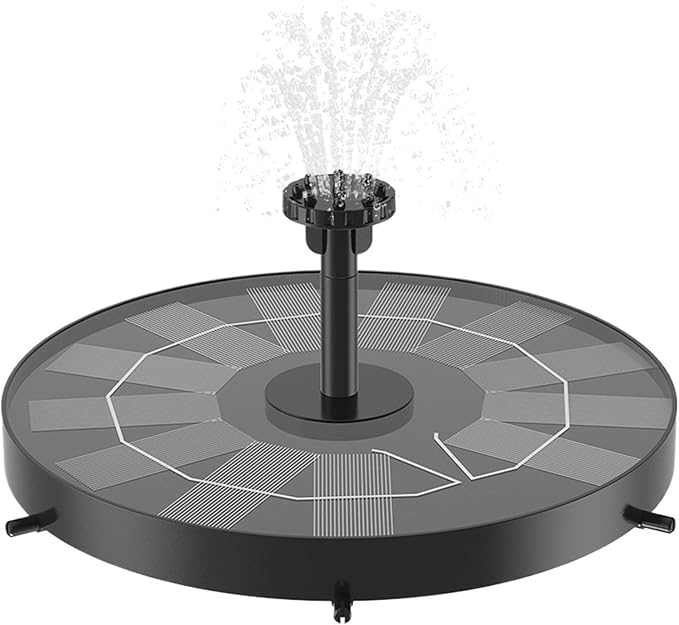 Solar Water Fountain for Bird Bath, Solar Powered Water Feature with 9 Nozzles, Floating Pond Pump for Outdoor Garden Pool Lawn Deck Patio Backyard Yard Outside Decor