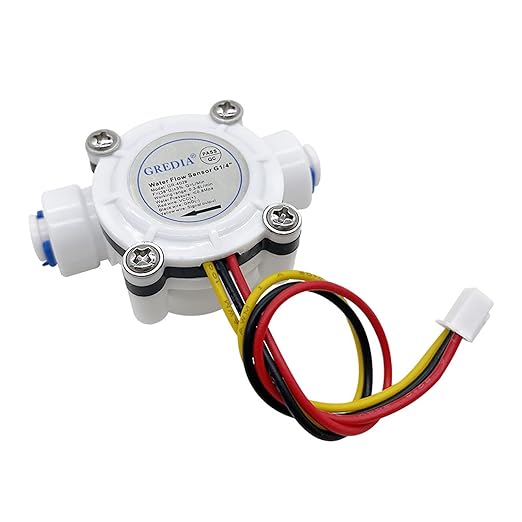1/4" Quick Connect Water Flow Sensor Food-Grade Switch Hall Effect Flowmeter Fluid Meter Counter 0.3-6L/min (Pack of 2）