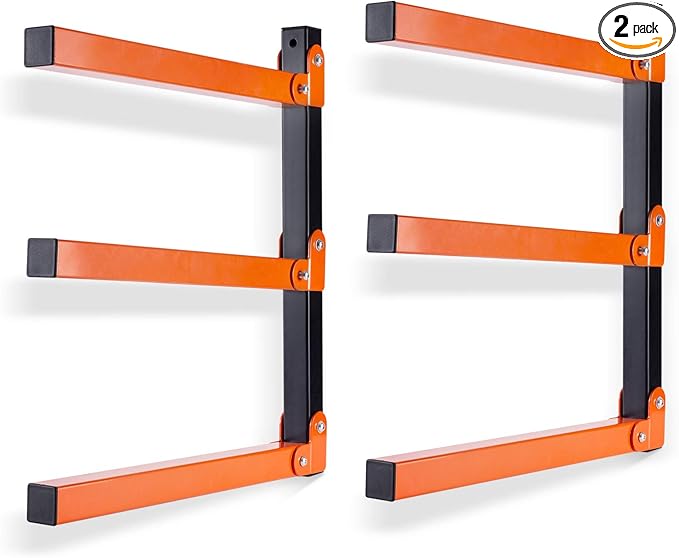 Ultrawall Wall Mount Wood Organizer and Lumber Storage Metal Rack with 3-Level - Indoor & Outdoor Use, 2 Pack