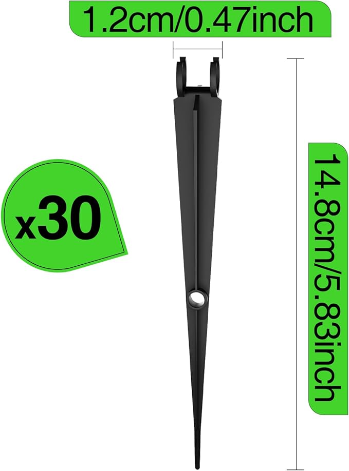 MIXC 30 Pack 1/4 Inch Drip Irrigation Stakes, Plastic 1/4 Drip Irrigation Tubing Stakes for Secure Tubing Fixation, Garden Hose Support Stakes for Vegetable Flower Beds Lawn Supplies