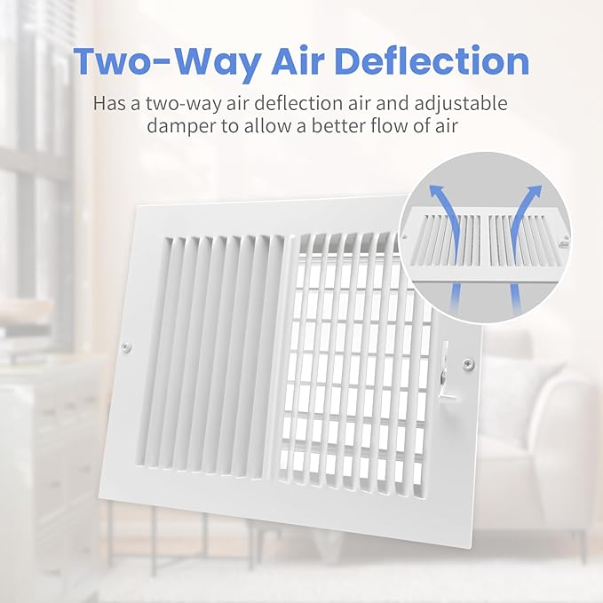10 x 8 Inch [Duct Opening] Air Vent Covers for Wall or Ceiling - High Airflow 2 Way Steel Ventilation - Adjustable Wall/Ceiling Register, 11-3/4 Inch x 9-3/4 Inch [Overall Dimensions]
