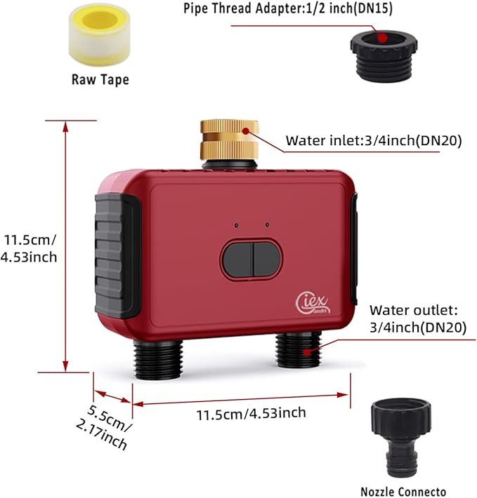 GIEX Bluetooth Smart Sprinkler Timer, App Control Water Timer for Garden Hose, Programmable Irrigation Controller Works with Tuya & Smart Life App