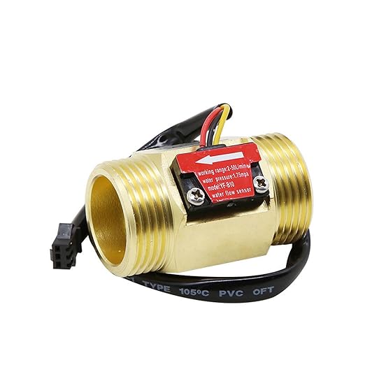 G1" Male Thread Brass Water Flow Sensor Switch Hall Effect Liquid Flowmeter Fluidmeter Counter BSP 2-50L/Min（58mm in Total Length）