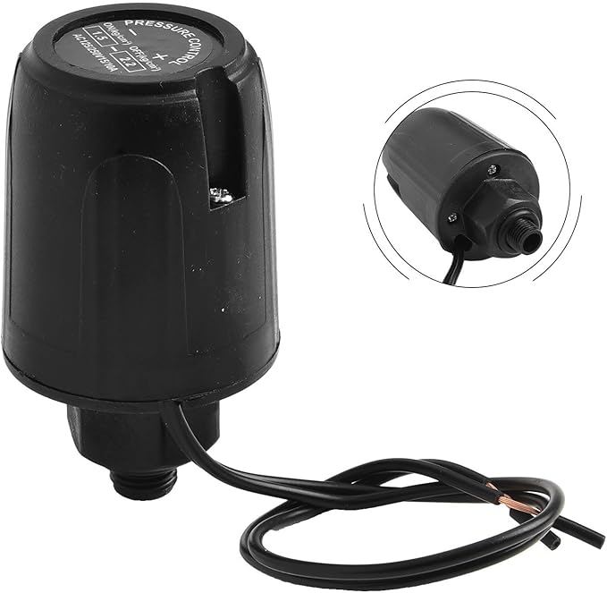 Self Priming Water Pump Controller Adjustable Pressure Switch for Steady Flow Precise Pressure Regulation Easy Installation Tought Plastic Metal 1/4 3/8 Thread Black for Home Industrial(1/4 1.5-2.2kg)