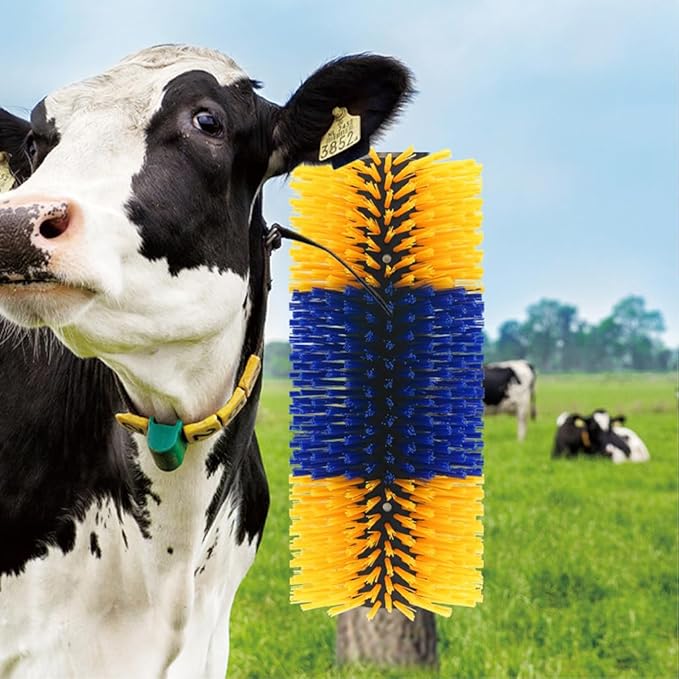 2-Pack Heavy Duty Livestock Scratch Brush, Flexible 90° Bendable Cattle Brush for Grooming, Massage & Cleaning, Durable Animal Scratching Brushes for Cattle,Horse,Pig,Goat,Barn,Stable,Fence Mount