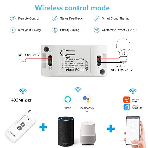 WiFi Smart Switch - Tuya Smart Home Automation Timer Switch, Compatible with 433Mhz Remote