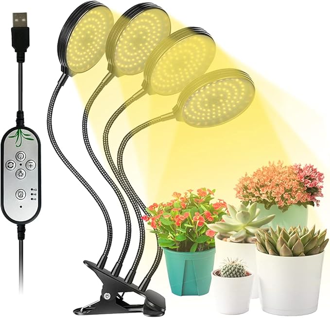Grow Light 60W Sunlike Full Spectrum LED Plant Grow Lights with Timer Auto On/Off 4/8/12H Waterproof Grow Lamp for Indoor Plants, 5 Dimmable Levels, Adjustable Gooseneck