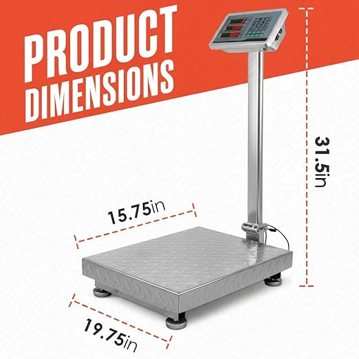Houseables Industrial Scale, Platform Scale, 600 LB, Large, Weight Machine for Luggage, Shipping, Packages, Floor, Commercial, Heavy Duty, Box, Postal, Laundry, Warehouse, Luggage Weighing, Digital