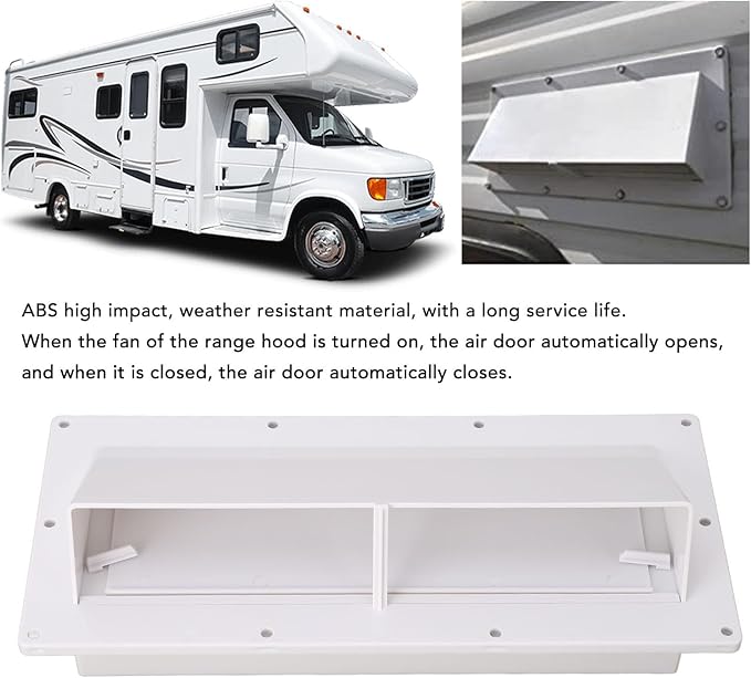 Tyenaza Exhaust Vent Cover, Exhaust Ventilation Cover ABS Automatic Wind Proof Damper Lockable Range Vent Cover for RV Home Camper(White)
