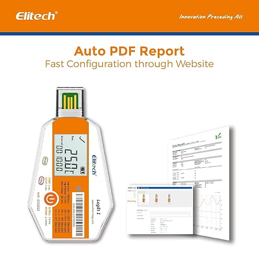 Elitech 1000-Pack LogEt1 PQS Certified Disposable Data Logger, Temperature & Light Sensor, Bulk Order & Customizable for Business, PDF Report Cold Chain Monitor