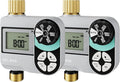 QUOBAS Brass Sprinkler Timer 2 Pack, Programmable Water Hose Timer for Garden Hose Faucet with Waterproof HD Screen, Rain Delay/Manual/Automatic Irrigation Watering System for Garden, Lawn, Yard