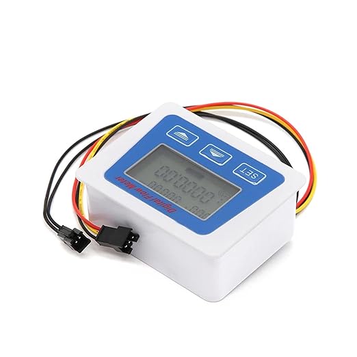 Smart Digital Water Flow Meter Set LCD Flow Rate Monitor Inline Electronic Flow Sensor with Temperature Display G1 G1/2 G3/4(Battery Supply)