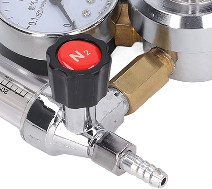 Nitrogen Gas Regulator Valve High Precision Flow Meter Brass Construction Pressure Control Device with Flame Diaphragm for Laboratory Use and Industrial Welding Applications
