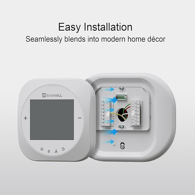 Smart WiFi Thermostat for Home, Programmable Thermostat with C-Wire Adapter, 3H/2C for Heat Pump & Conventional Systems, Tuya App Control, Compatible with Alexa & Google Assistant, White