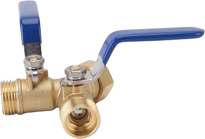 Srliya Brass Garden Hose Diverter, Large Ergonomic Handle Dual Valve System 3/4in Heavy Duty Y Valve Hose Splitter, with Seamless Integration for Household Garden Backyard