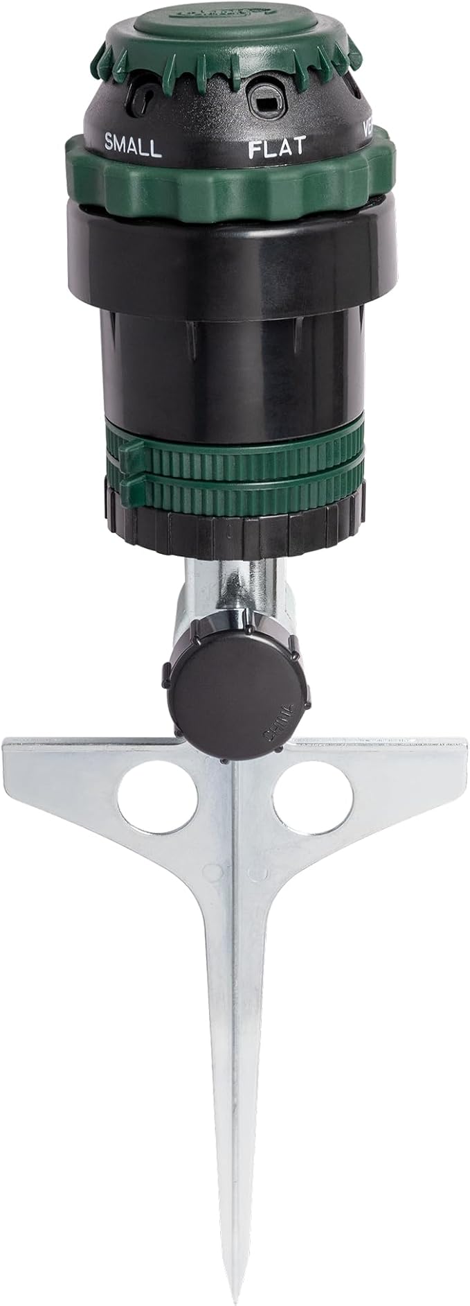 Orbit H2O-Six Gear-Drive Sprinkler on Metal T-Spike - Customizable Lawn Watering Coverage - Multi-Pattern Rotating Head with Adjustable Spray Range - Durable Outdoor Yard Irrigation Sprinkler - 58573