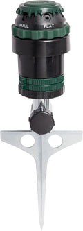 Orbit H2O-Six Gear-Drive Sprinkler on Metal T-Spike - Customizable Lawn Watering Coverage - Multi-Pattern Rotating Head with Adjustable Spray Range - Durable Outdoor Yard Irrigation Sprinkler - 58573