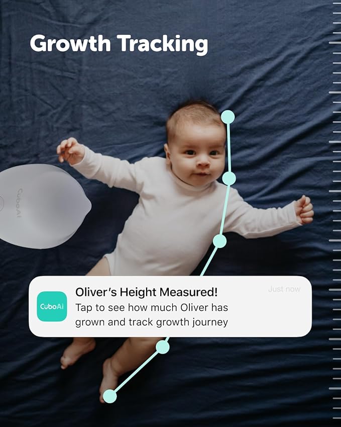 CüboAi CuboAi New Model Smart Baby Monitor 3: Sleep Safety Alerts for Covered Face Rollover, 2.5K QHD Night Vision WiFi Camera, 2-Way Audio, Humidity Sensor, Lullabies. App Control (Wall Mount Set)