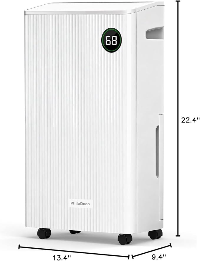 PHILODECO 80 Pint 4500 Sq.Ft Dehumidifier with Drain Hose, Automatic Defrosting, Intelligent Humidity Control with 24HR Timer, Smart Quiet Dehumidifier, for Basement, Bathroom, Bedroom, Home, White