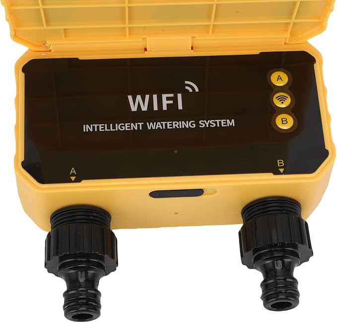 WiFi Hose Timer 2 Zone, Smart Solar Sprinkler Timer Automatic Irrigation Controller with Rain Sensing, Garden Hose Watering System for Lawns Yard