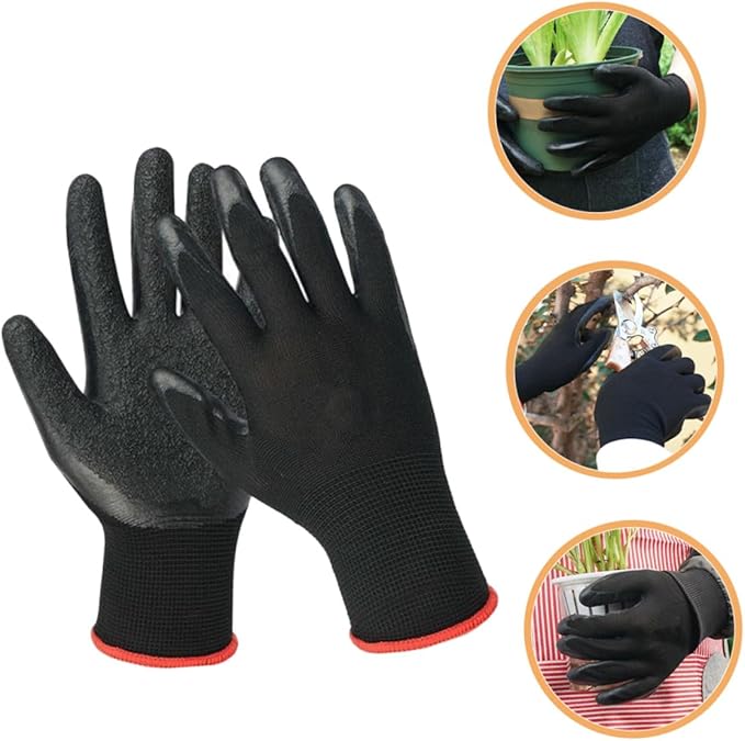 minkissy Puncture-resistant Waterproof Gardening Gloves Black Heavy-duty Yard Work Gloves for Men and Women with Anti-slip Grip and Wear-resistant Material