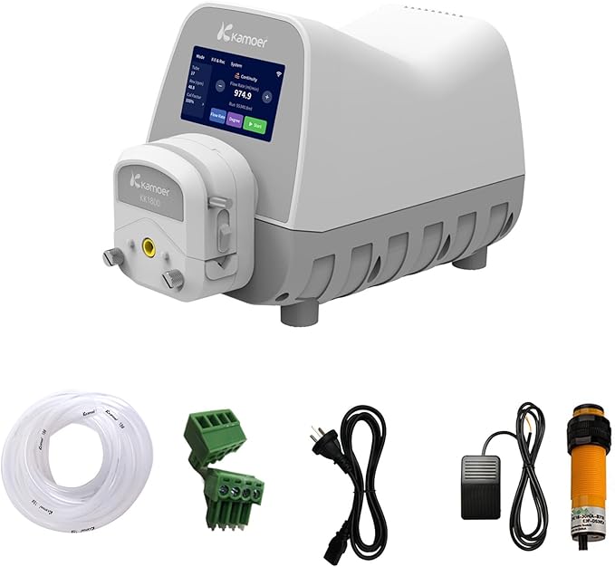 Kamoer UIP WIFI E Intelligent Peristaltic Pump, High Flow Adjustable Dosing Pump 0.5-1500ml/min with Stepper Motor & Touch Screen, 100V-240VAC for Lab Fluid Transfer