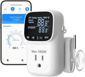 DEWENWILS Smart WiFi Temperature Controller, 15A 1800W Thermostat Controlled Outlet Plug, Bluetooth APP Remote Control, 24 Hour Schedule Timer, for Greenhouses, Incubators, Brewing, Reptiles, Garages