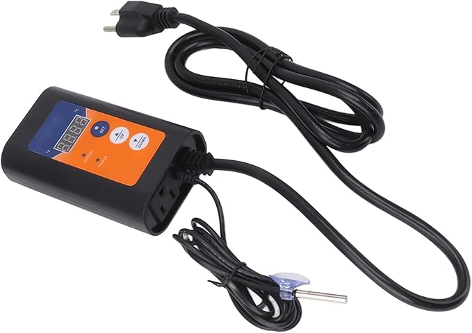 1000W Reptile Thermostat Digital Temperature Controller with Quick Response Probe for Greenhouse Pet Heat Pad Germination (US Plug 120V)