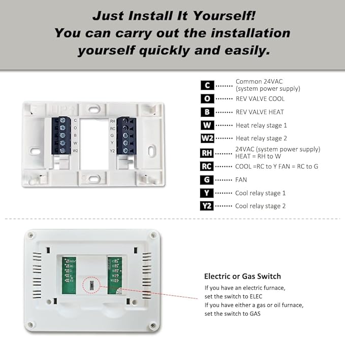 Multi Stage Thermostat for Home Cooling and Heating, 2 Heat/2 Cool, Super Clear Large Display, Blue Backlit