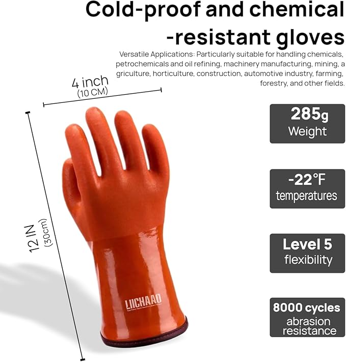 LIICHAAO(1-4 Pairs Insulated&Waterproof,Chemical & Oil Resistant, Freezer Work,Warm Gloves,Non-Slip,Ultra Flexible