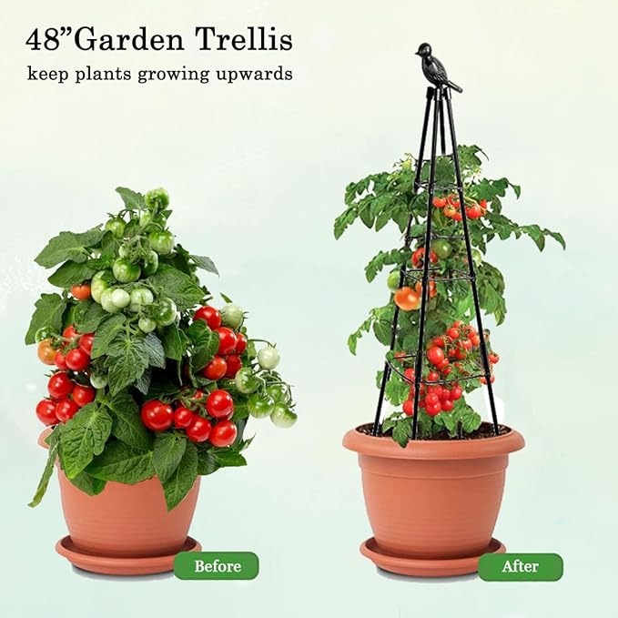 Garden Trellis, 47" Plant Trellis Support Plant Stand for Climbing Plants Outdoor and Indoor Trellis, Potted Plants Flowers Vegetables and Vines, Tomato Cage Tower - 2 Pack