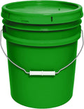 MKS Plastics 5-Gallon Bucket with Airtight Lid – Made in USA, Food Grade BPA Free Plastic, Heavy Duty Multi-Use, Metal Handle with Grip, Stackable Storage – Green, 1 Pack