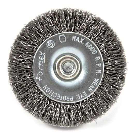 Forney 72728 Wire Wheel Brush, Fine Crimped with 1/4-Inch Hex Shank, 2-Inch-by-.008-Inch