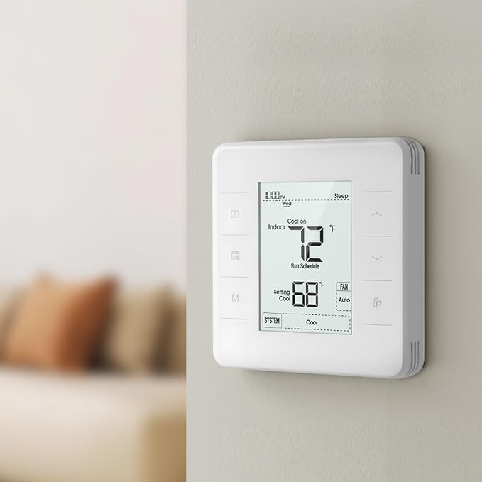 VEVOR 7-Day Programmable Thermostat White - 1Cool+1Heat for Heat Pump & Air Conditioner, LED Backlit Screen, Energy-Efficient, Wide Temperature Range