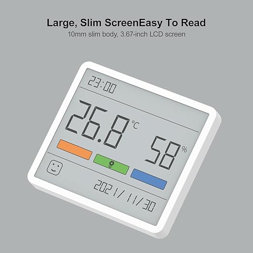 ATuMan TH1 Digital Hygrometer Thermometer, Indoor Temperature Humidity Gauge with 3.67" Large LCD Screen, High Accuracy, Stickable/Standable, Long Battery Life for Home, Baby Room, Office & Greenhouse
