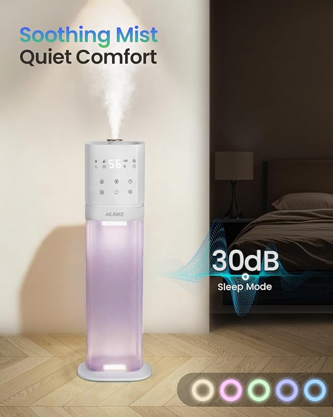 Humidifiers for Bedroom 2.1Gal/8L, Smart Humidifier for Large Room, Cool Mist Humidifiers for Home Kids Plants, Top Fill Humidifier with Extension Tube, WIFI APP & Voice Control, White
