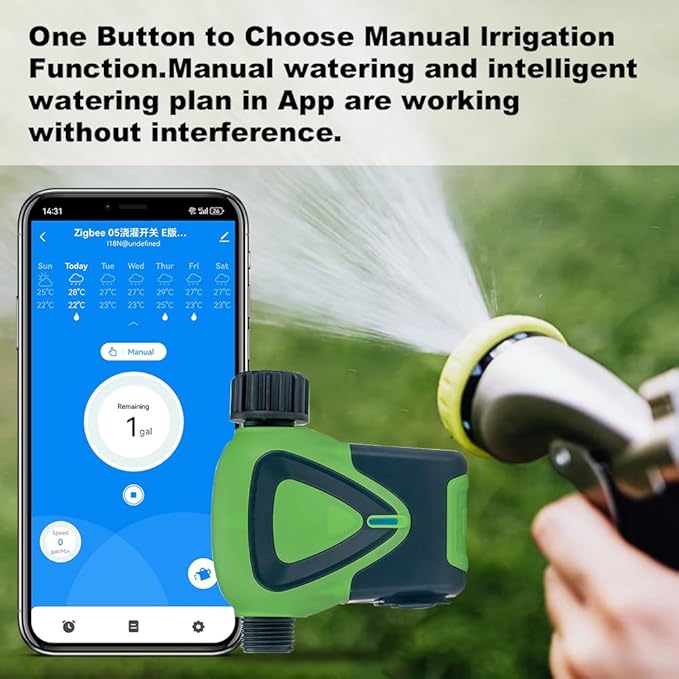 Zigbee Smart Sprinkler Timer,Delay Watering,Irrigation System for Garden,APP & Voice & Remote Control,Compatible with Alexa,Hub Required (US)