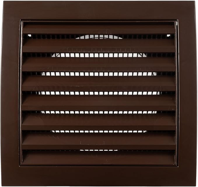 Vent Systems 4” Inch Brown Plastic Soffit Vent Cover – Heavy-Duty Louvered Exterior Dryer Vent Cover with Protective Mesh Screen – HVAC Exhaust Grille for Bathroom, Dryer, Garage