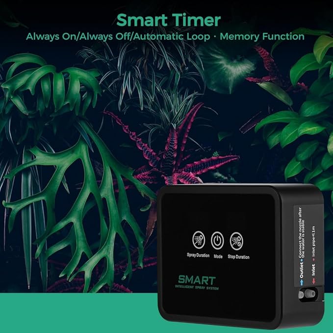 Reptile Humidifier with Smart Timer, Automatic Mist Spray System, 360° Adjustable Nozzles and Touch Screen Control for Vivarium Setup