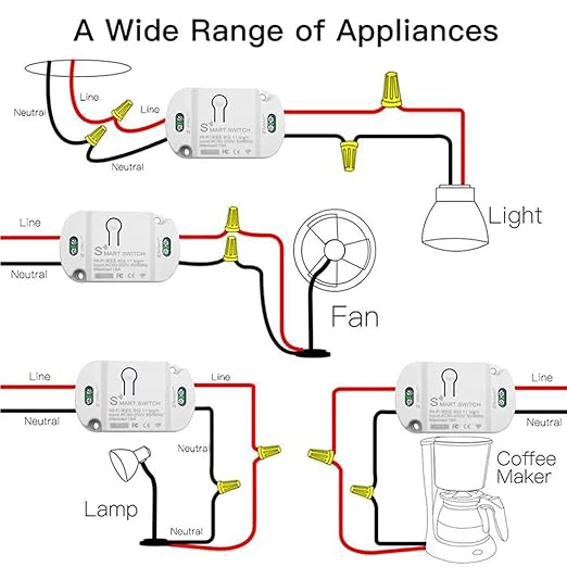 16A Basic Wireless Smart Switch，Wi-Fi Light Switch Compatible with Alexa & Google Home & SmartThings,FCC Certified,No Hub Required Support DIY Module (2 pcs)