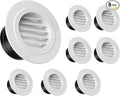 HG Power Soffit Vents 4 Inch - 8 Pack White ABS Louvered Round Exhaust Vent with Built-in Screen Mesh - for Exhaust Fan, Dryer Vent, HVAC Ducting, Bathroom, Kitchen, Garage & Attic Ventilation