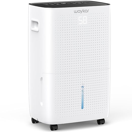 Waykar 150 Pints Energy Star Dehumidifier for Spaces up to 7,000 Sq. Ft at Home, in Basements and Large Rooms with Drain Hose and 2.11 Gallons Water Tank